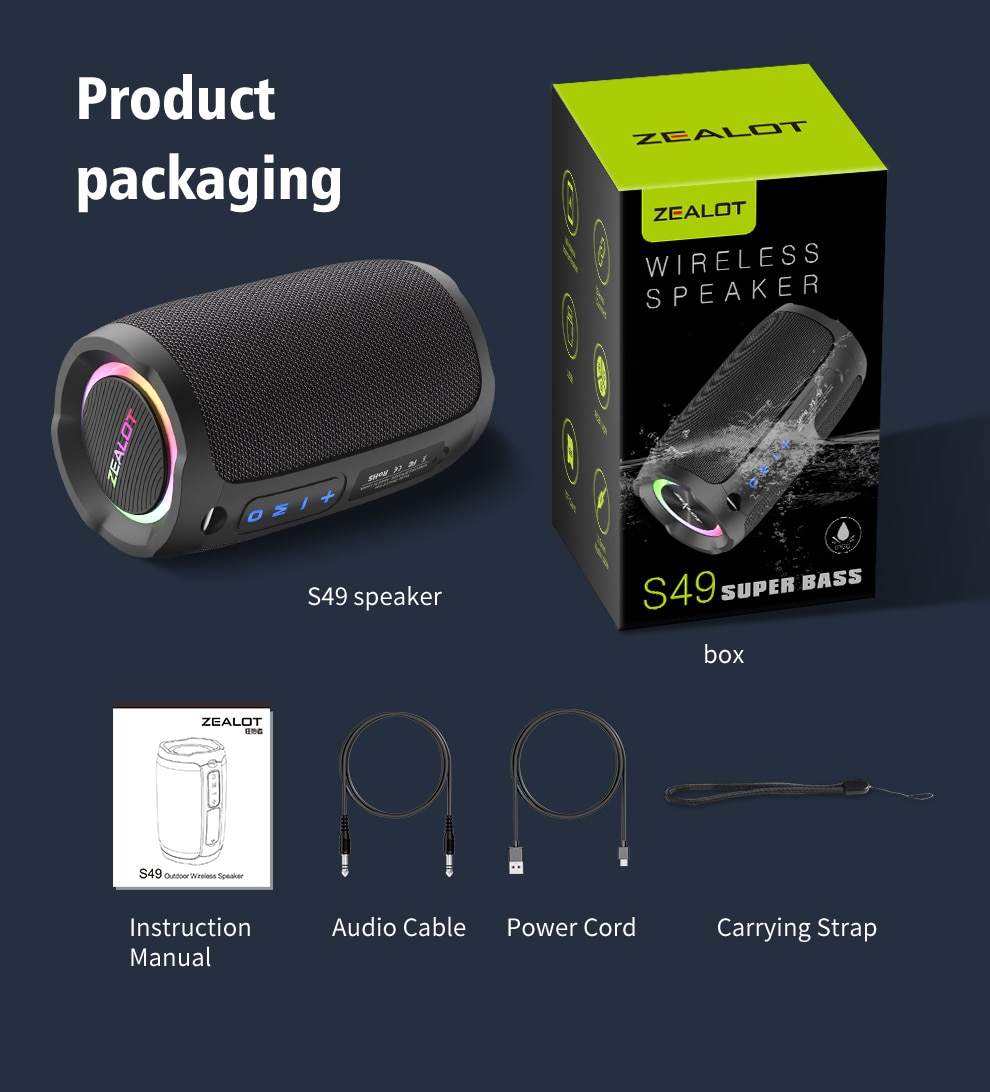 ZealotS49ポータブル屋外スピーカーミニブルートゥース20W