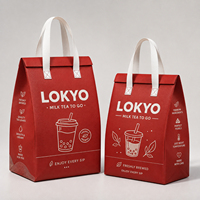 Sac non tissé personnalisé LOKYO, imprimé, de qualité alimentaire, réutilisable, pour transporter des boissons à bulles, sac à emporter pour thé au lait