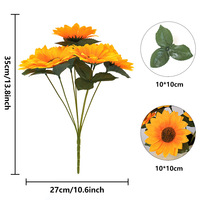 Bouquet de fleurs artificielles en soie, tournesol à 5 branches, pour la décoration de la maison, la Saint-Valentin