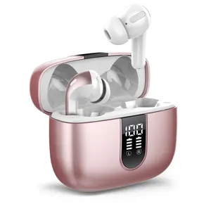 AMZ-auriculares inalámbricos de alta gama X08, cascos con pantalla Led, TWS, IPX7, Air Buds, color oro rosa