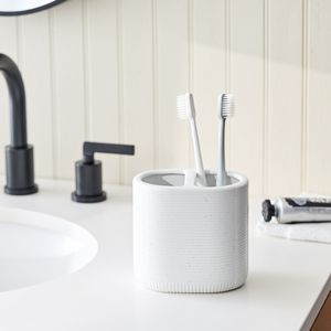 Ensemble d'accessoires de bain en céramique givrée de luxe moderne distributeur de porte-savon de la collection de poteries blanches pour toilettes - Product Image 2