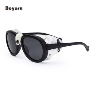 Boyarn Usine En Gros Confortable En Cuir Marron Côté Boucliers <span class=keywords><strong>Steampunk</strong></span> Lunettes De Soleil Polarisées Designer Marque Lunettes De Soleil De Sécurité - Product Image 5