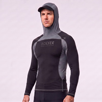 Rashguard à manches longues pour homme avec capuche et visière, protection solaire, séchage rapide, extensible, pour le surf et la natation