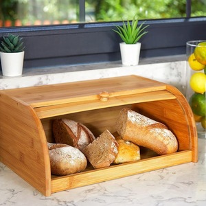 Caja de pan de bambú de 38.41x27.94x17.28cm, a prueba de polvo, para pan y repostería - Product Image 3