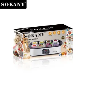 SOKANY-Máquina automática eléctrica de acero inoxidable para hacer Yogurt, máquina de hacer helados con 8 botes de vidrio, para el hogar