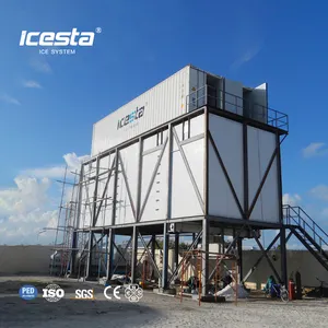 Automatic high reliable ice plate 30t -100t industrial container plate ice machine icesta with ice storage and delivery system