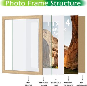 Cornici in Legno Classiche FrameWorks 8x10 con Passepartout 5x7 e Vetro Temperato |   Quercia Naturale |   Supporto a Parete |   Confezione da 2 - Product Image 4
