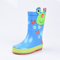 Bottes de pluie en caoutchouc antidérapantes à semelle souple, design animal 3D personnalisé, grenouille bleue mignonne, pour garçons et filles