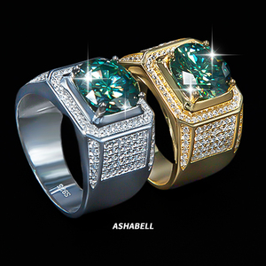 <span class=keywords><strong>Bague</strong></span> de Mariage pour <span class=keywords><strong>Homme</strong></span> <span class=keywords><strong>en</strong></span> Argent Sterling S925 de Luxe, Moissanite et Diamants Verts, Plaquée <span class=keywords><strong>Or</strong></span> <span class=keywords><strong>Blanc</strong></span> - Product Image 1