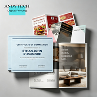 Brochures personnalisées, certificats, dépliants tripliés - Impression numérique, piqûre à cheval, filigrane, dorure à chaud, plastification avec logo.
