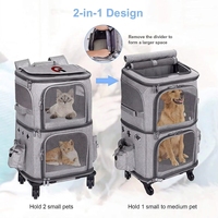 Sac à dos poussette pour animaux de compagnie, léger, durable, pliable, en Oxford, double couche, avec roues, pour les voyages en plein air, OEM ODM