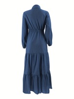 Abaya élégante en polyester respirant à manches longues et couleur unie pour femmes musulmanes, style cowboy, idéale pour l'Aïd au Moyen-Orient - R-722