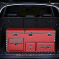 Organisateur de coffre de voiture haut de gamme en cuir, boîte de rangement de luxe pour coffre de voiture avec glacière intégrée, grande capacité, simple et élégant, avec serrure