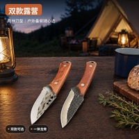 Couteau à dépecer en acier inoxydable 4cr13 forgé à la main, manche en bois de rose, mini couteau de boucher, couteau de chasse portable pour le camping en plein air, OBM