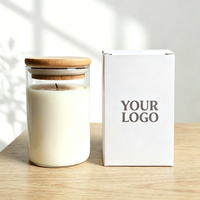 Bocaux à bougies transparents personnalisés en verre borosilicate haute résistance aux températures élevées avec couvercles en bambou et en bois pour la décoration intérieure