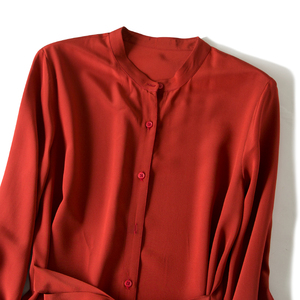 Gonna a vita alta a tinta unita con temperamento a vita alta sottile a <span class=keywords><strong>manica</strong></span> <span class=keywords><strong>lunga</strong></span> più abito di seta - Product Image 2