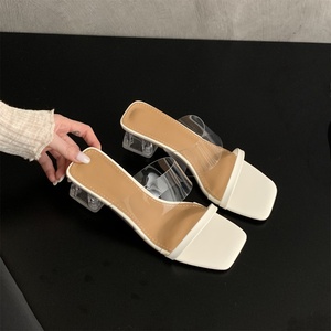 Mules à talons hauts pour femmes, nouvelle collection été 2025, superbes et confortables, dessus en PU, semelle extérieure en cristal - Product Image 4