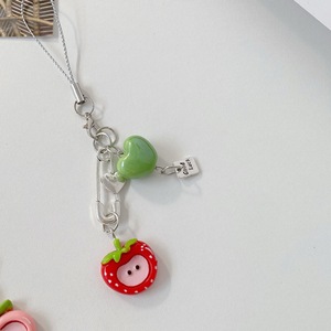 Cadena para Teléfono con Cuentas de Frutas de la Suerte, Lindo Colgante para Bolsa de Auriculares con Luz, Llavero con Diseño de Manzana, Cereza y Pera - Product Image 6