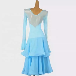 ชุดเต้นรำลาตินสมัยใหม่ ชุดฝึกซ้อม ชุดสอบศิลปะ กระโปรงหลายชั้น ผ้าไหม ผ้าฝ้าย ผู้หญิง Q394 - Product Image 4