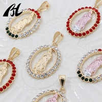Pendentif religieux catholique plaqué or Vierge Marie de Guadalupe avec zircon cubique, bijoux de mode pour femmes