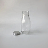 Bouteilles en verre carrées transparentes personnalisées Smoothies jus thé lait frappé produits laitiers mini cruches avec bouchon à vis boîte en carton