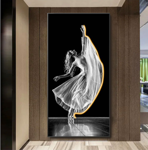 Dipinto Moderno di Lusso in Cristallo e Porcellana con LED, La Bellissima <span class=keywords><strong>Ballerina</strong></span> Danzante, Decorazione Murale per Studio di Danza - Product Image 6