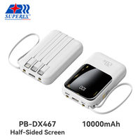 Conception demi-écran 20W charge Super rapide Micro USB lanière de câble intégrée affichage LED 10000mAh batterie li-polymère matériau PVC