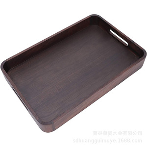 Walnut Wood Rectangular Serving <b>Tray</b> Black Walnut Solid Color Nordic Minimalist Design For <b>Tea</b> Coffee Hotel Use - Product Image 5