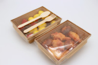 Boîtes de conteneur en papier kraft biodégradables pour emballage de fast-food à emporter de poulet frit avec compartiment et fenêtre