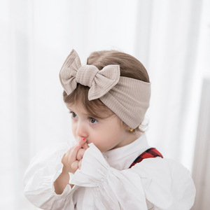 EE. UU. Al por mayor Cable Knit Solid rib <span class=keywords><strong>Headbands</strong></span> Turbante Bebé elástico de punto Niña acanalado bowknot diadema