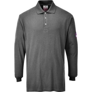 PORTWEST - FR10GRRXL Fire resistant anti-static long sleeve grey polo <b>shirt</b> - EAN 5036108278701 <b>FLAME</b> RESISTANT WORKWEAR - Product Image 1