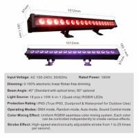 Barre LED Pixel Étanche 18x10W RGBW 4-en-1, Éclairage de Lavage à Contrôle Individuel IP65 DMX512 Silencieux pour Événements Extérieurs et Scènes Architecturales