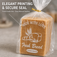 Sacs d'emballage pour pain en LDPE transparent, sacs de boulangerie en plastique transparent avec attaches torsadées dorées pour la fraîcheur
