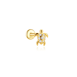 Bijou de piercing minimaliste en argent S925, thème vie marine, opale délicate, thème été plage océan, clou d'oreille à tête plate pour cartilage et hélix - Product Image 2