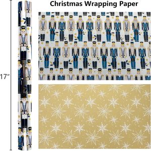 Christmas <b>Wrapping</b> <b>Paper</b> Reversible Silver Nutcracker 17 In X 32.8 Ft Gift Craft Use Recyclable - Product Image 4