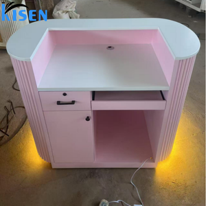 Kisen Curved Luxury Design Office Furniture <b>Counter</b> Front Table Modern Cashier Leisure Club <b>Reception</b> Desk Beauty Salon - Product Image 1