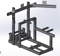 Simulateur de cockpit en aluminium argenté noir 3060 4080 avec support d'écran, pédalier, siège de course, base de volant de simulation pour console de jeu PC