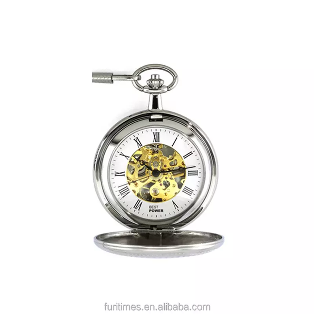 Tourbillon Watch Automatic Moonphase Mechanical Pocket Watch Silver Skeleton Mechanical Automatic Pocket Watch