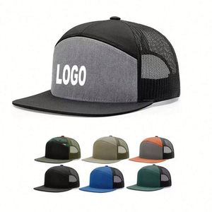 Custom 7 Panel Terry Mesh Hand Embroidery Fruit Pattern Digital Printing Camo Snapback Trucker Hat - Product Image 2