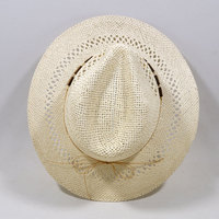 Sombrero de Panamá de playa con logotipo personalizado, sombrero de paja de rafia blanca, Panamá, con bloque de madera