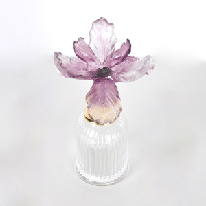 Handmade Flower Glass <b>Perfume</b> <b>Bottle</b> Custom <b>Empty</b> Fragrance Container Ribbed Clear <b>Bottle</b> for Cosmetic Packaging - Product Image 5