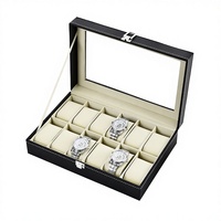 Prêt à Expédier Haute Qualité Luxe Noir Cuir PU 5 Emplacements Boîte Organisateur Présentoir Rangement pour Montres