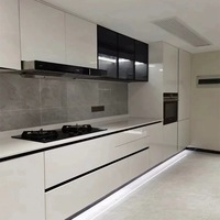 Échantillon Gratuit - Meubles de Rangement Blancs Prêts à Assembler pour Cuisine avec Robinet, Tiroir, Panier et Charnières à Fermeture Douce