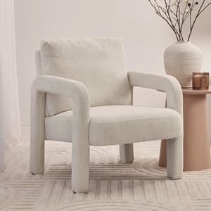 Poltrona Moderna Bianco Crema Imbottita, Sedia Singola per Soggiorno, Camera da Letto, Hotel, Vendita all'Ingrosso - Product Image 1
