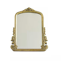 Miroir à cadre en bois de style baroque vintage européen Miroir de dressing arqué sculpté Miroir de table mural pour chambre à coucher