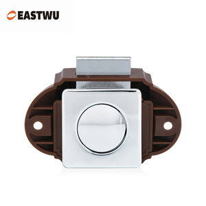 Caravan Motorhome ambulance cabinet brown lock mechanism and chrome push button Lock Latch RV Boat Yacht  Furniture Lock Handle - Product Image 1