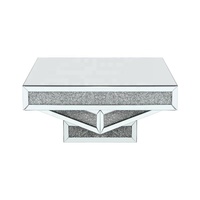Table Basse Miroir Grise de Bonne Qualité pour Salon, Meuble Miroir Table Centrale