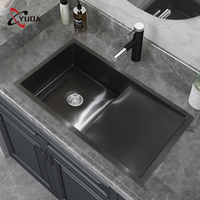 Lavabo fait à la main bol simple évier de cuisine couleur noire évier en acier inoxydable lavage à la main avec plateau