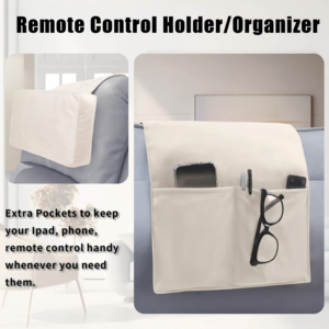 Organisateur de repose-bras pour canapé inclinable personnalisé avec poche pour téléphone, lunettes, télécommande et coussin de tête amovible - Product Image 2