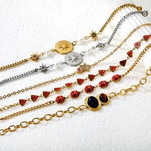 Pulsera de Estrella Geométrica de Moda, Chapada en Oro de 18k, Acero Inoxidable, Joyería para Mujer, Diseño de Cadena, Accesorio Elegante - Product Image 1